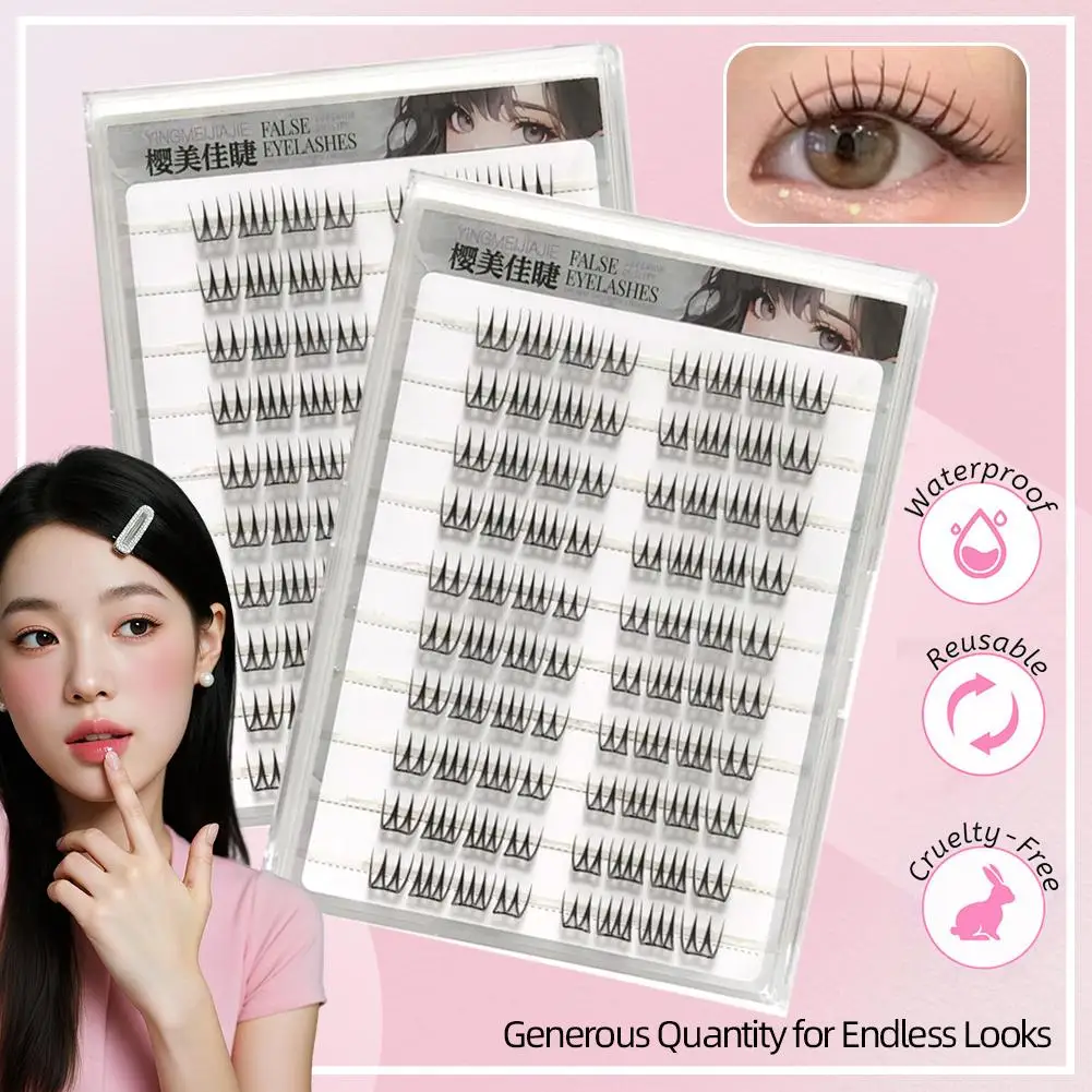 U-förmige, kleberfreie falsche Wimpern, großes Fassungsvermögen, transparente Einzelcluster-Wimpernverlängerung im koreanischen Stil, tägliche Make-up-Wimpern
