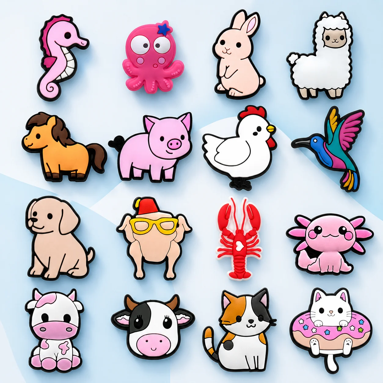 1/16 PCS Jellyfish Shoe Charms, Salamander and Lobster Charms for Shoes, Cat Bird and Horse Shoe Accessories