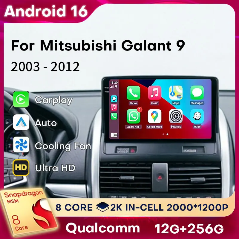 Radio para Auto Android 16 para Mitsubishi Galant 9 2003 - 2012 Reproductor Multimedia Inalámbrico Carplay Auto Cámara 360 Navegación 4G Estéreo