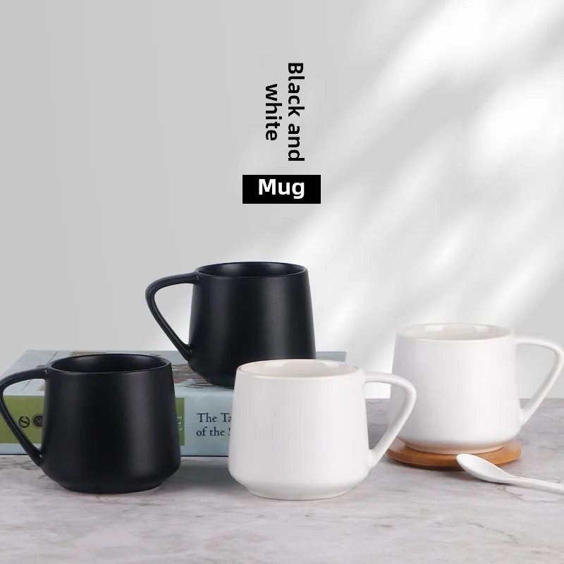 

Nordic minimalist retro creative ceramic cup, office black and white coffee cup, milk cup, home couple cup, water cup