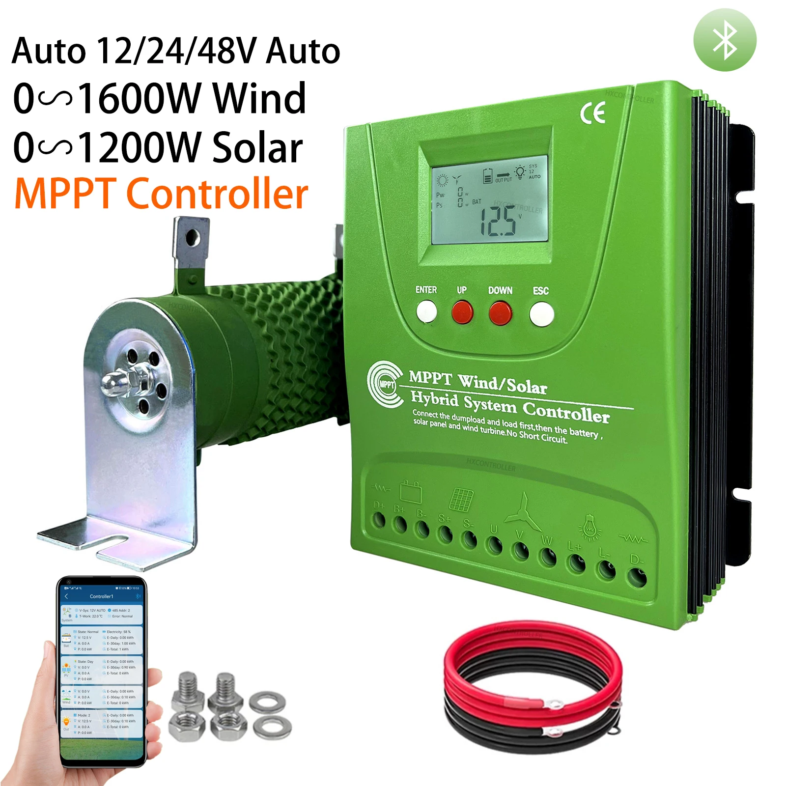 

12V 24V 48V 2800W MPPT Hybrid Wind Solar System Charge Controller Built In bluetooth 50a Regualtor For 1600W WInd 1200W PV