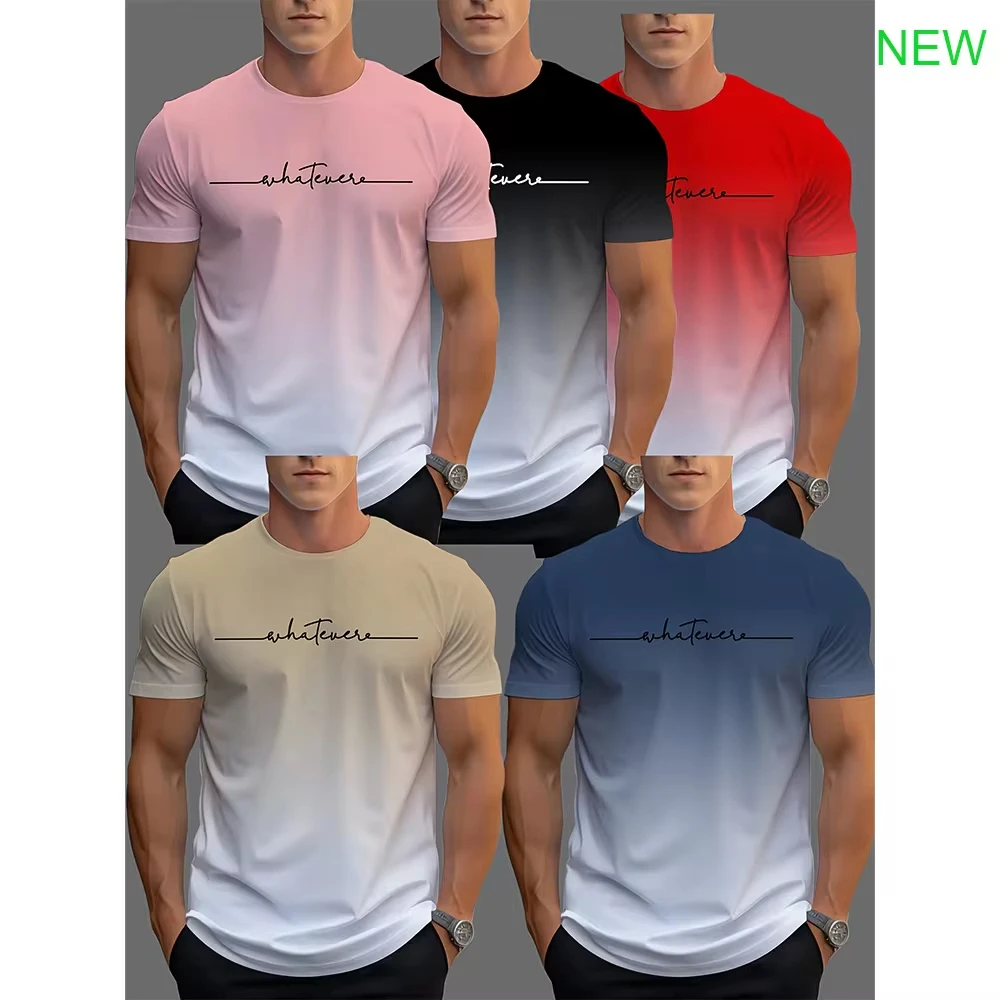 men's sports T-shirts,cool gradient 3D printed quick dry short sleeve fitness T-shirt,everyday casual sports top T-shirt