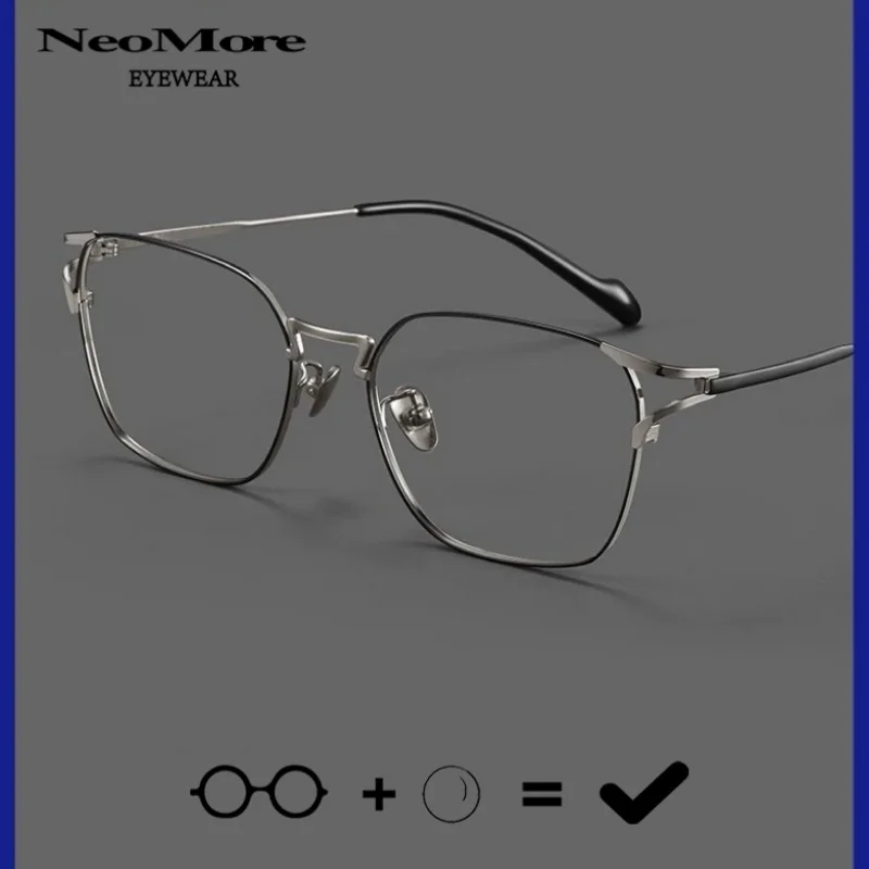 

Japanese Business Pure Titanium Glasses Black Simple Square Myopia Eyeglasses Ultra Light Prescription Reading Eyewear Gafas