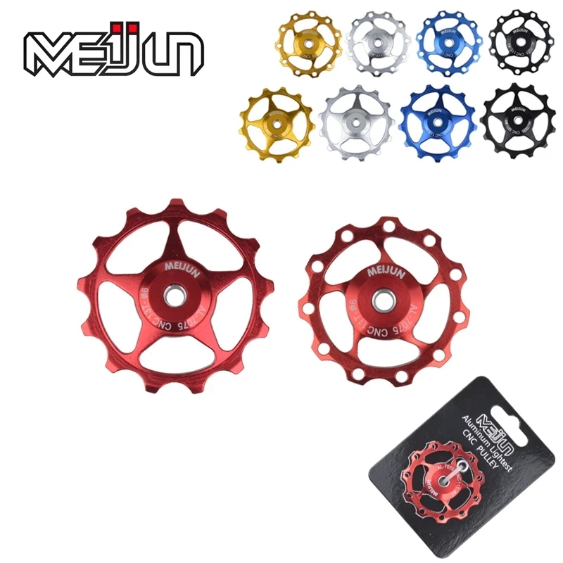 

2pcs MEIJUN MTB Road Bike Bearing Pulley 7005 Aluminum Alloy Rear Derailleur 11T 13T Guide wheel Bearing Jockey Wheel