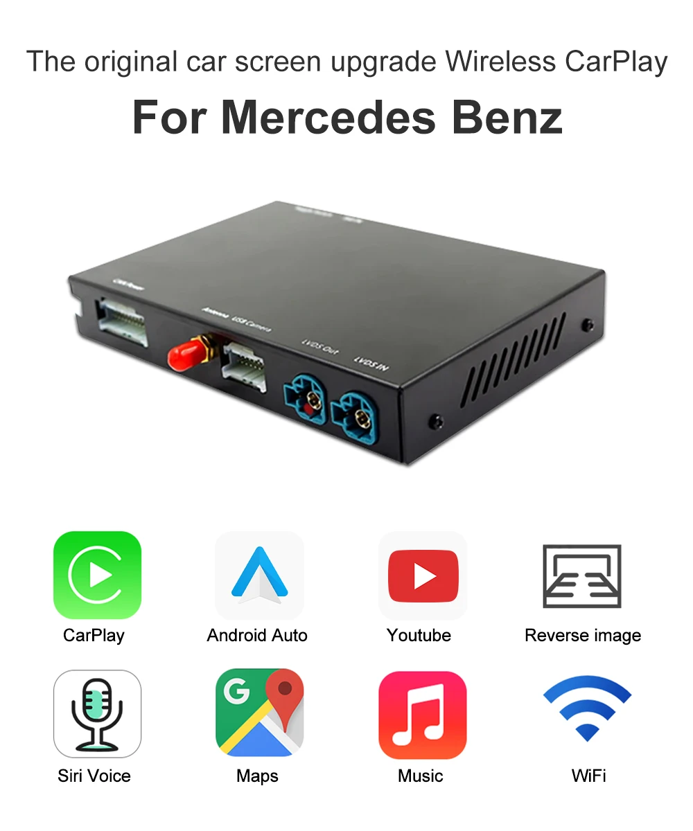 Wireless CarPlay Android Auto for Mercedes Benz C GLC S Class W205 W222 2015-2018 Mirror Link AirPlay Rear Camera Function