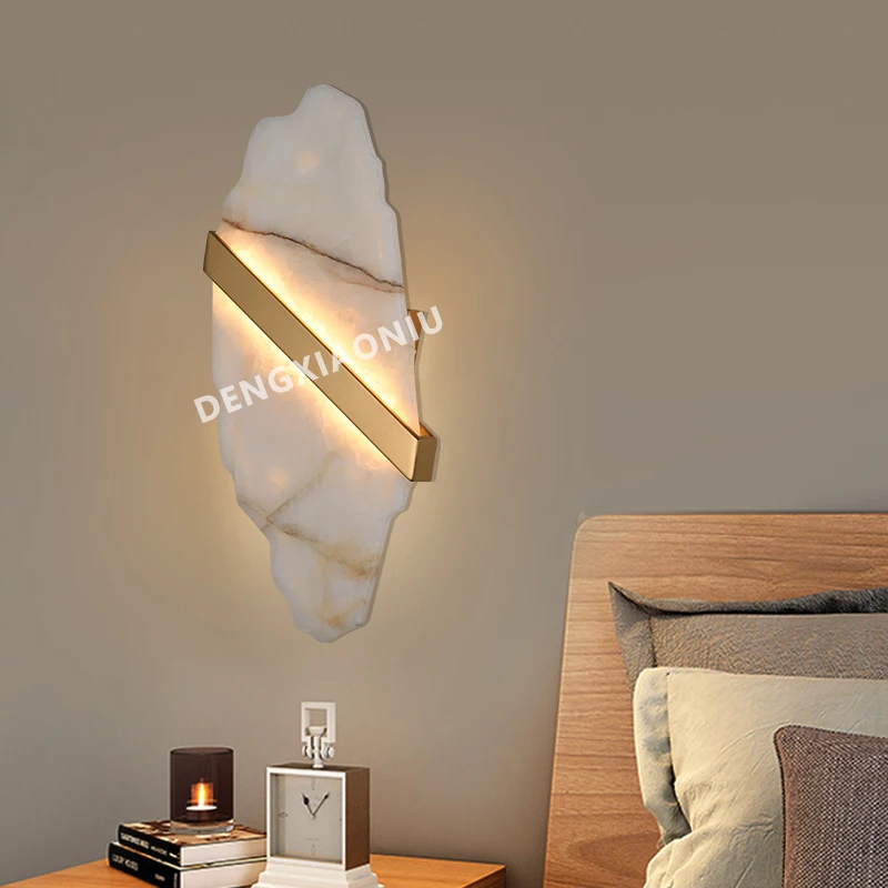 

Luxury LED Wall Lamp Minimalist Spanish Natural Marble Wall Lamp Living Room Aisle Dinning Room Bedroom Decorative Wall Light