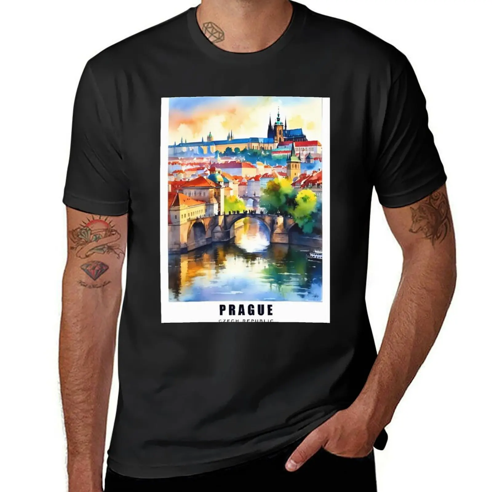 

PRAGUE / Czech Republic : Echoes of the Past: Exploring Prague's Historic Heart T-Shirt blacks korean fashion tshirts for men