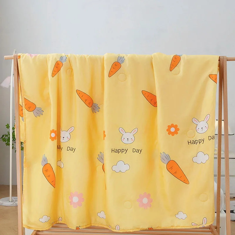 Fresh Sweet Printing summer quilt Ultra-Thin breathable cooled blanket for Home Washed Cotton Jacquard Single Comforters