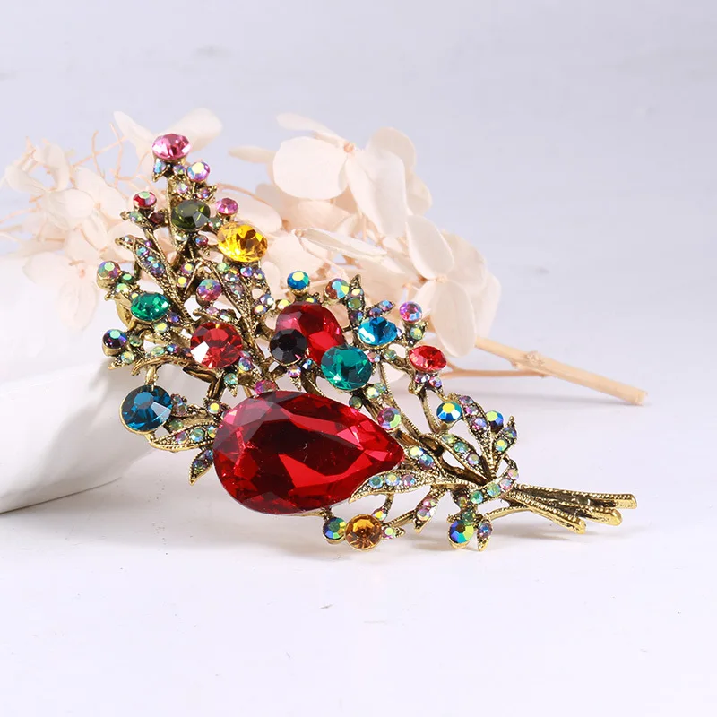 Big Flower Crystal Brooch For Women Fashion Brooch Pin Bouquet Rhinestone Brooches Scarf Clip Wedding Jewelry