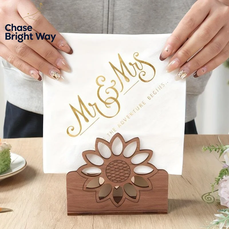 Eco-conscious Sunflower Wooden Tissue Dispenser Complementing Modern Kitchens