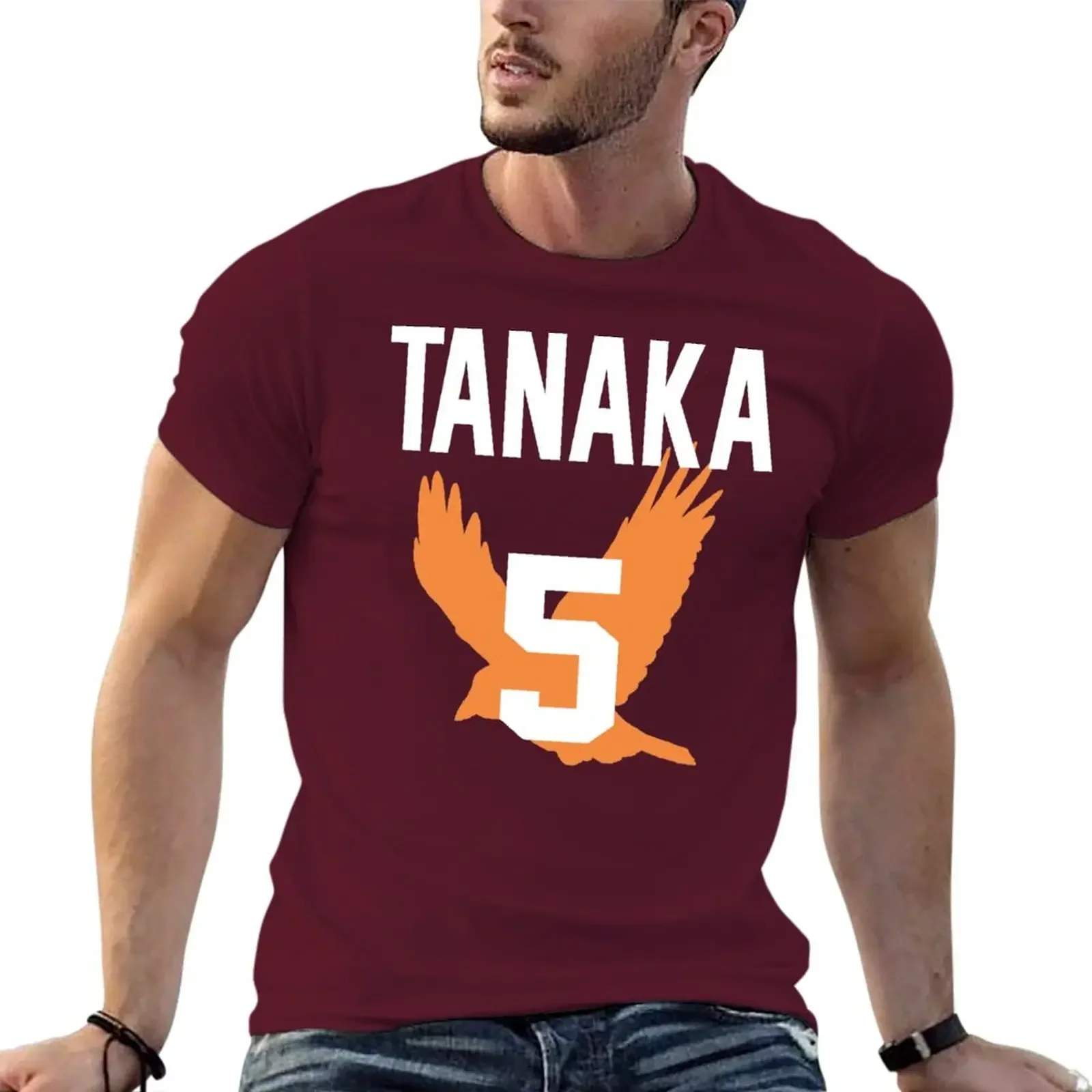 Haikyuu Jersey Tanaka Number 5 Karasuno T-Shirt Short sleeve tee plain heavyweight t shirts for men mens designer clothes manga