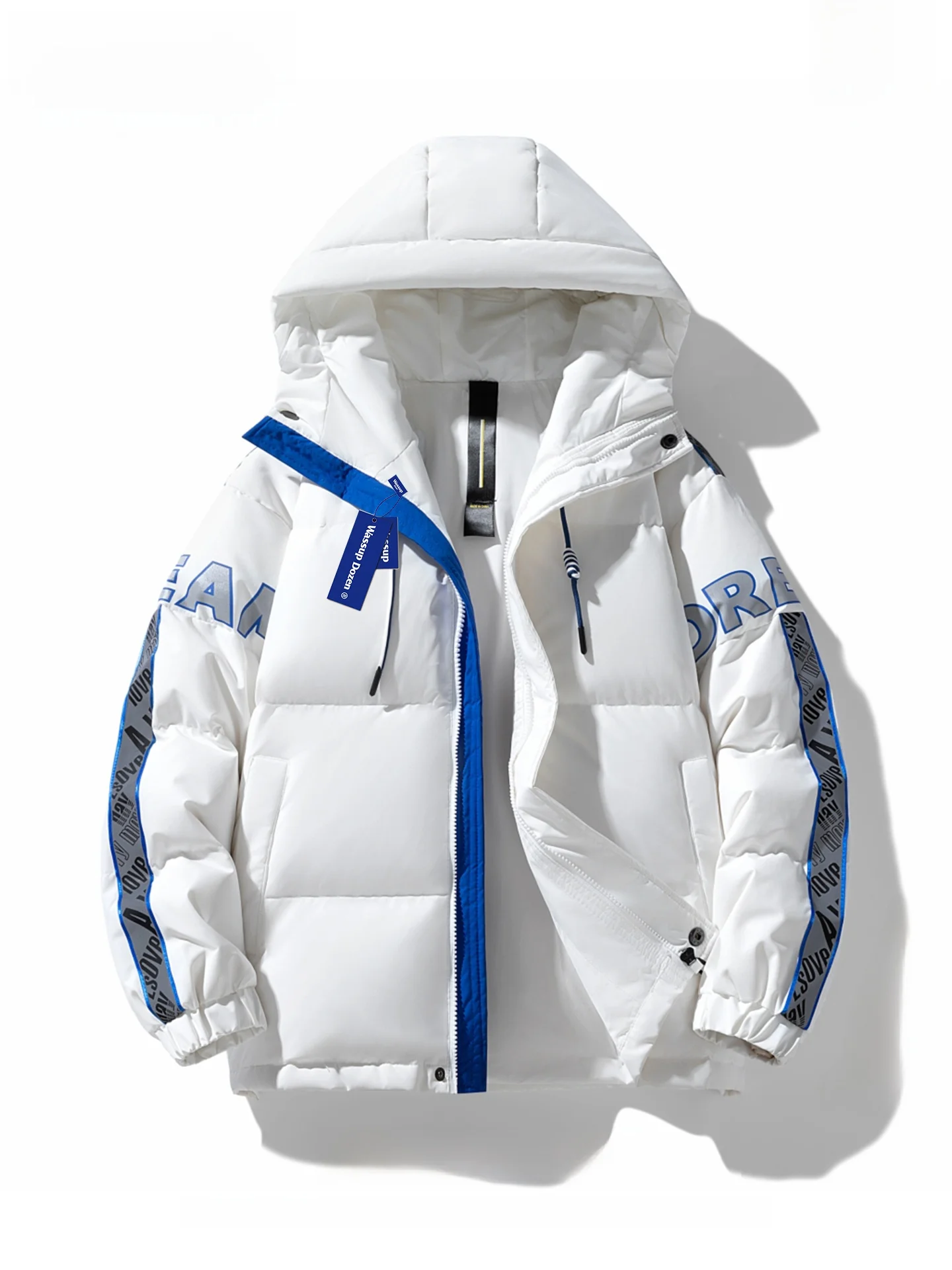 

Wassup Dozen Men's down Jaet Thiened Winter Coat Warm Youthful Polyester Fiber Du down Filling Hooded Zipper Closure