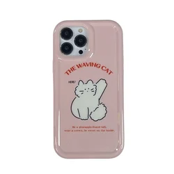 Lovely Little Cat Pink IMD Anti-scratch Case for iPhone 14 Plus 13 Pro Max Back Phone Cover for 12 11 Pro Max X XS Max Capa
