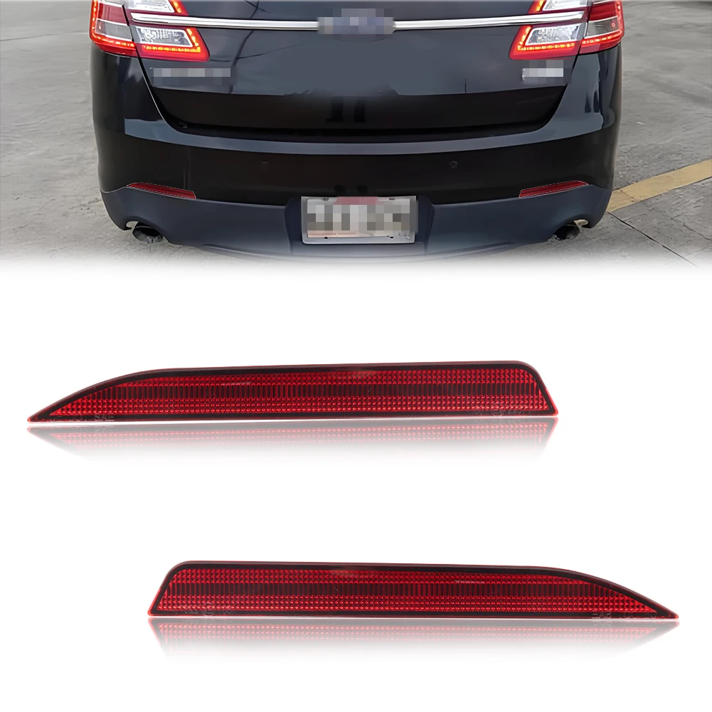 2Pcs Rear Brake Light Tail Light Reflector Light Turn Signal Light DRL Light Cover For 2013 2014 2015 2016 2017 2018 2019 Ford Taurus Interceptor Sedan No Bulb/Socket Included
