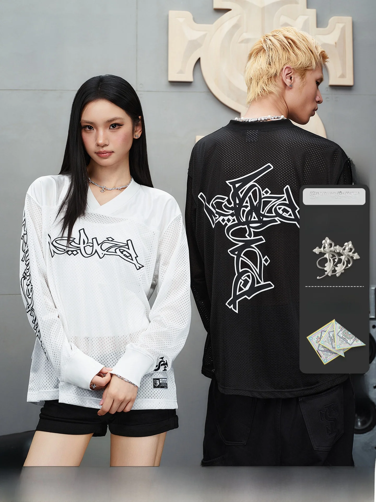 STK SmallTownKid Long Sleeve T-Shirt Handwritten Ice Hockey Uniform Personality Print American Style Breathable Polyester