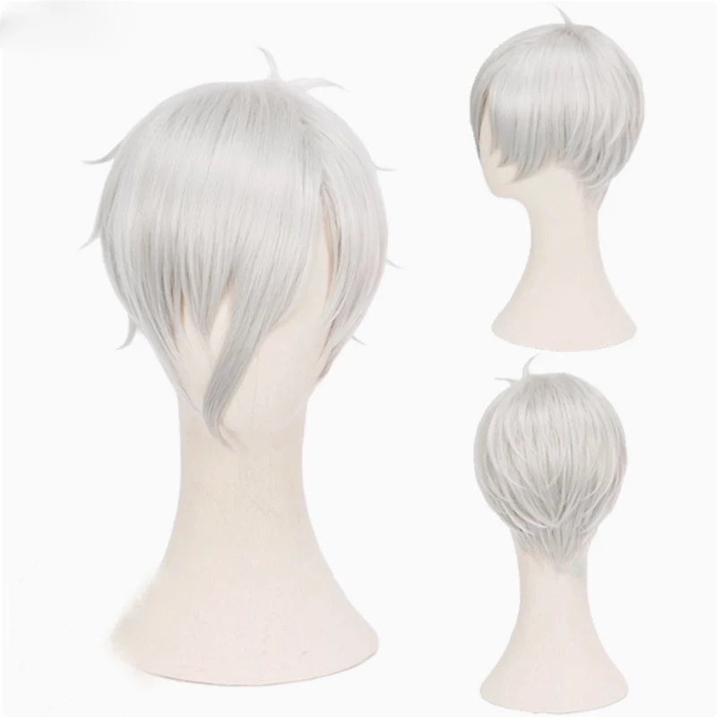 

Anime Land of the Lustrous Houseki no Kuni Antarcticite Cosplay Silver White Short Hair Wig Twinkle Synthetic Cosplay Hair