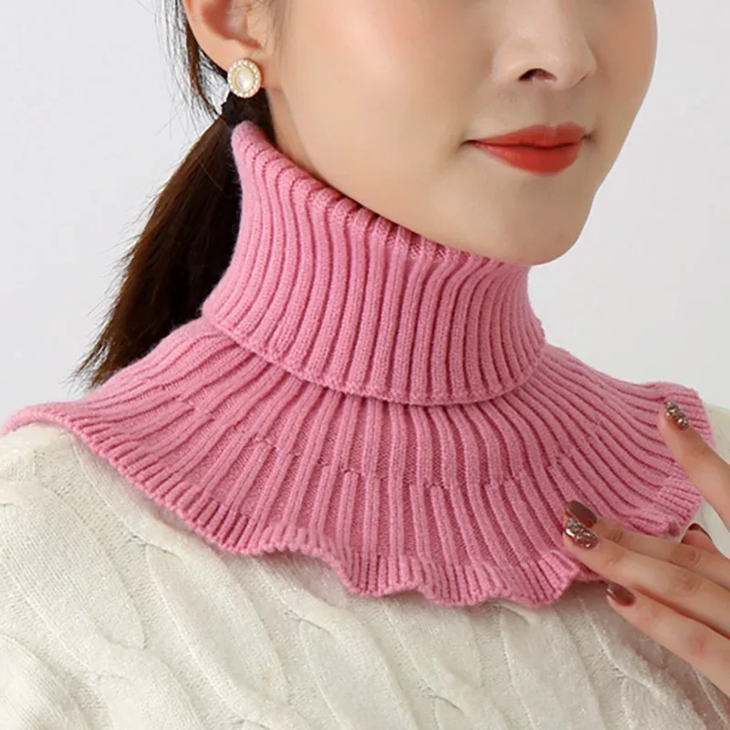 Warm Knitted Collar Scarf for Women Fashion Knitted False Fake Collar Detachable Scarf Warm Winter Windproof Ruffles Wrap Scarf