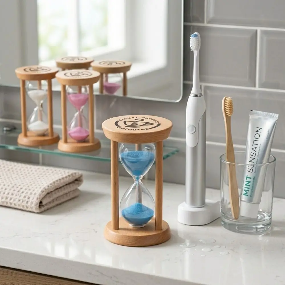 New Portable Wooden Hourglass Timer 5 Minutes 4 Colors Mini Sandglass Timer Stable Base Sand Clock Timer Kitchen Timer