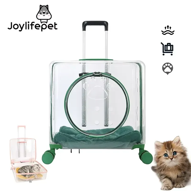 for Multifunctional Outdoor Breathable Pet Trolley Case for Cats Dogs Large Capacity 10kg 100% Transparent New Fashionable