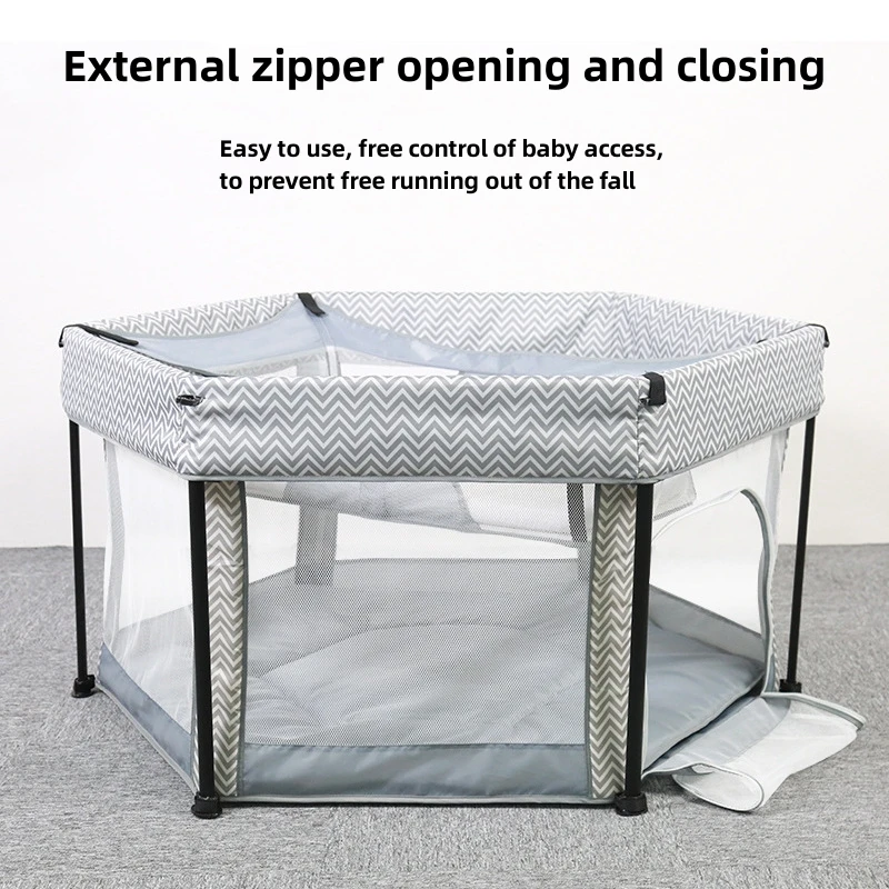 Portable lightweight folding storage mesh baby floor bed Indoor safety Child protection hexagonal fence play bed