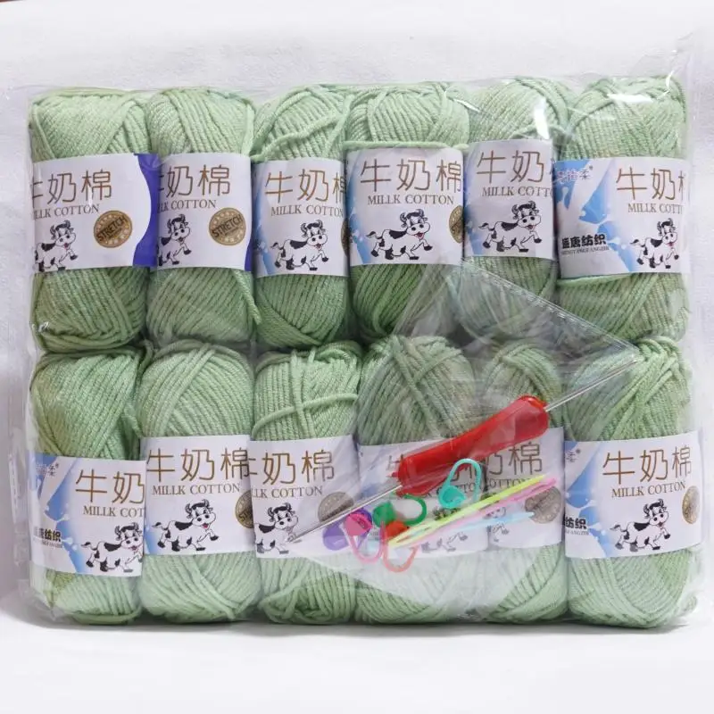 

12 шт. 5-ниточных цветных пряжек из молочного хлопка для вязания крючком и спицами, для рукоделия, свитеров, шарфов