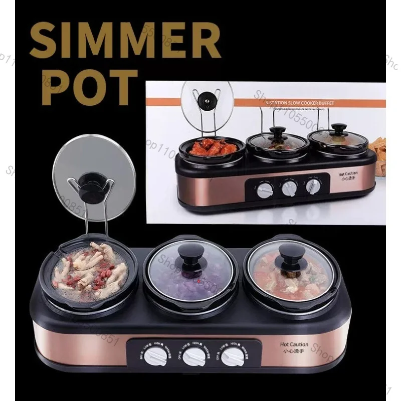 Three-head Ceramic Electric Stew Pot Multifunctional Slow Cooker Household Health Rice Cooker