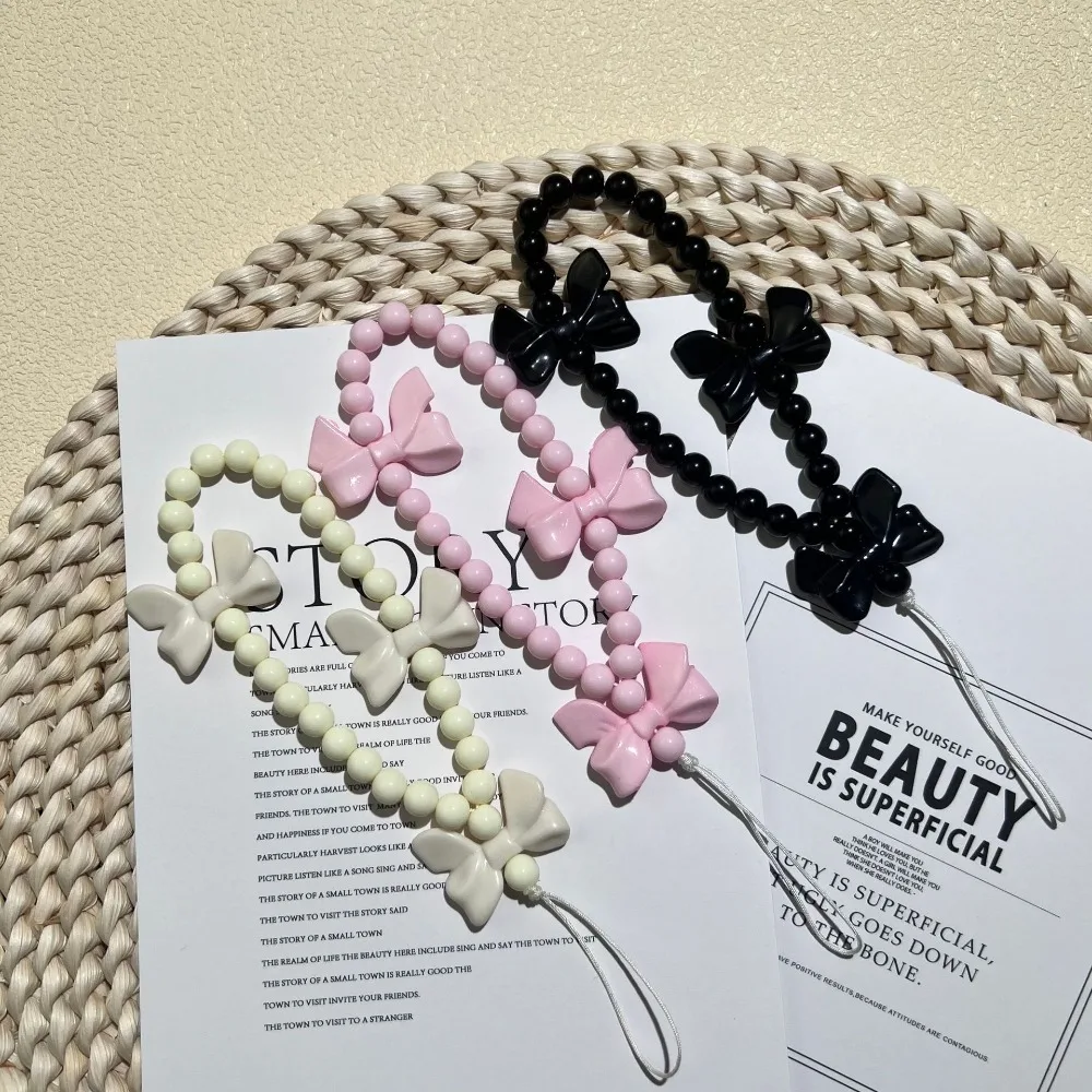 

Cute Sweet Bowknot Phone Lanyard Bowknot Harajuku Style Bowknot Phone Chain Y2k Pendant Bow Beaded Phone Strap Key Accessories