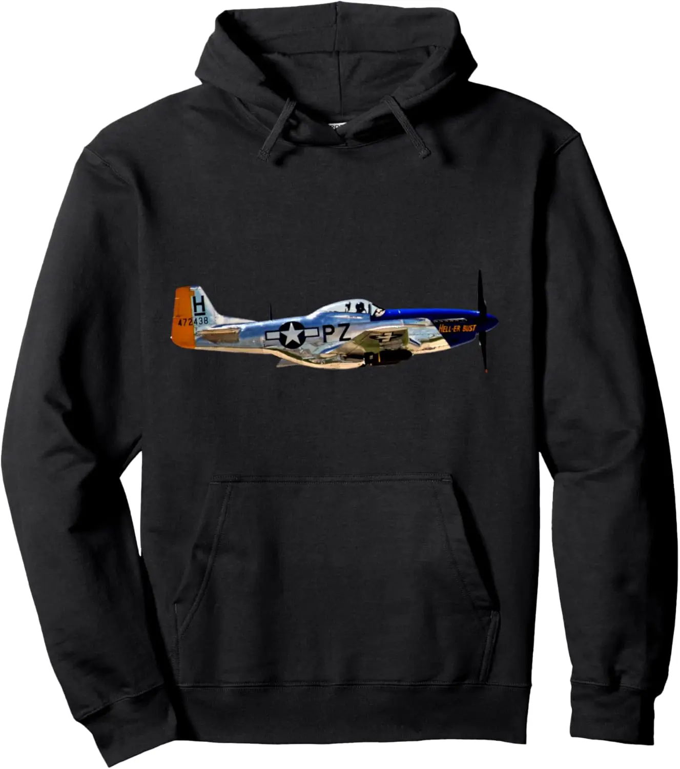 

P-51 Mustang WWII Fighter Plane US Military Aviation History Pullover Hoodie