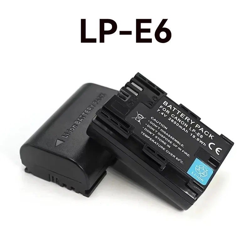 2650mAh Li-ion LP-E6 LP-E6N Battery/ Charger for Canon EOS 6D 7D 5D Mark II III IV 5D 60D 60Da 70D 80D 90D 5DS R5 R6 XC10 XC15