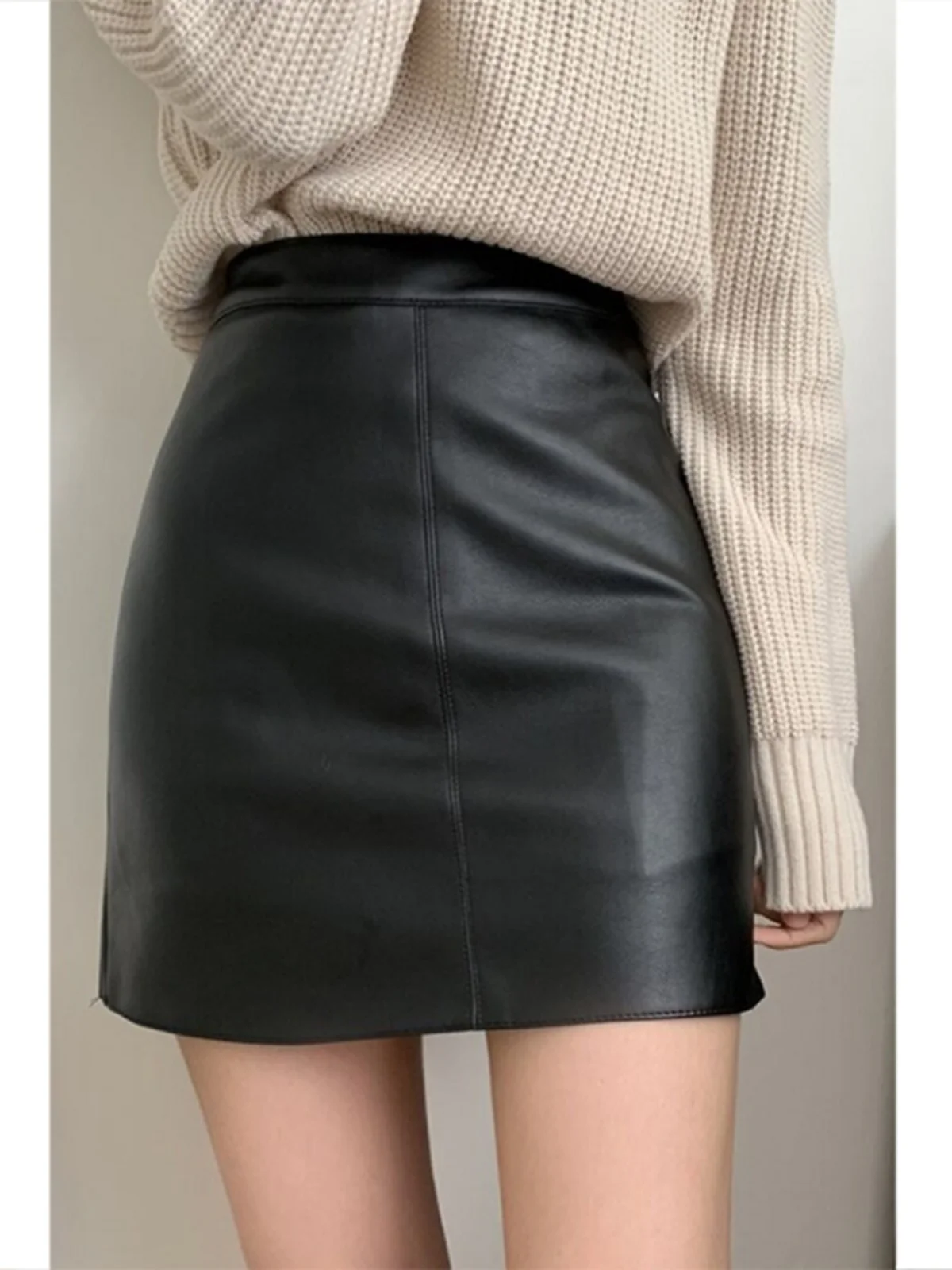 

Женская кожаная юбка А-силуэта с высокой талией, повседневная, утягивающая, на молнии, из искусственной кожи