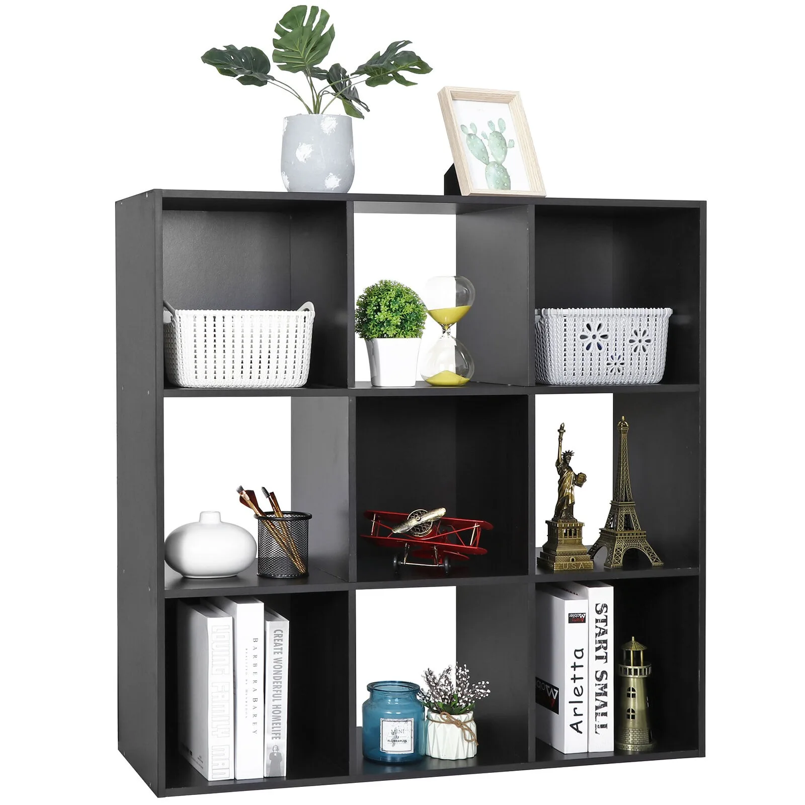 9 Cube Storage Shelf Organizer Wooden Bookshelf Display Shelves W/ 5 Back Panels United States