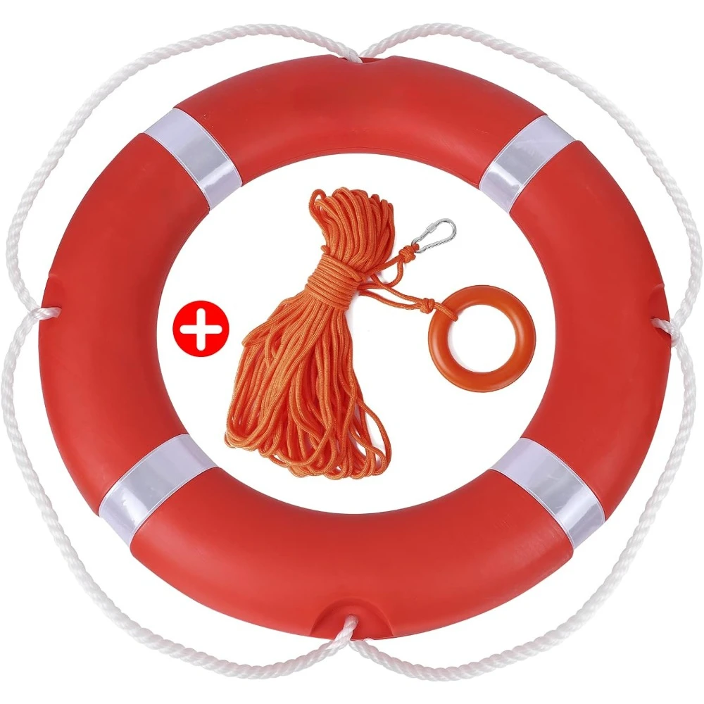 

28 inch with Water Floating Lifesaving Rope 98.4FT Set, Outdoor Professional Throwing Ring Rope Rescue Lifeguard Lifesaving