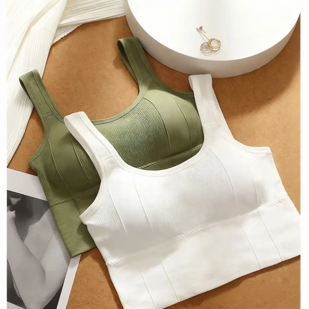 Fashionable Padded Crop Top Breathable Racerback Bandeau Bra Youth Daily Undershirt Comfort Aesthetic Summer Vest