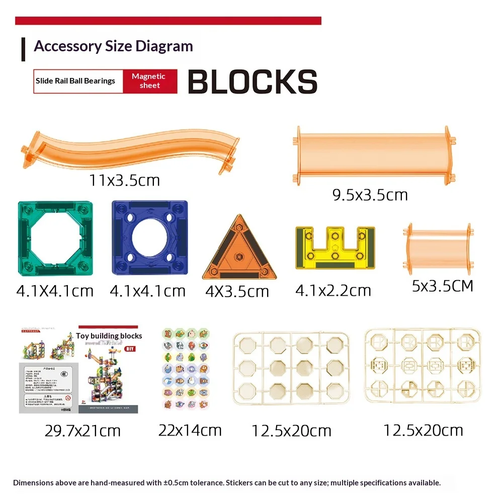 Edukacyjne klocki dla dzieci, budowanie z przerażającymi elementami, klocki DIY, tor z kulkami, magnetyczne klocki, zabawka intelektualna i uspokajająca.