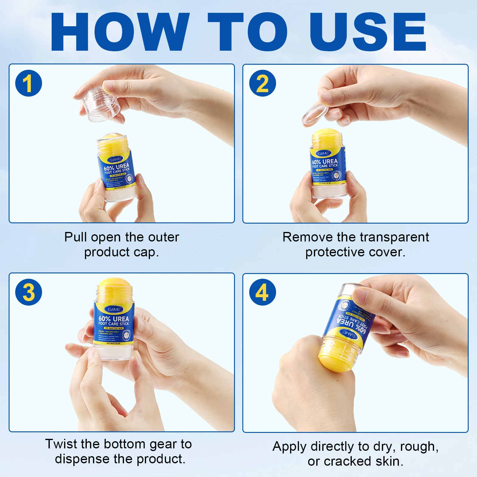 60% Urea 2% Salicylic Acid Foot Stick Cracked Repair Product Exfoliation Dead Skin Removal Softening Moisturize Smooth Skin Care