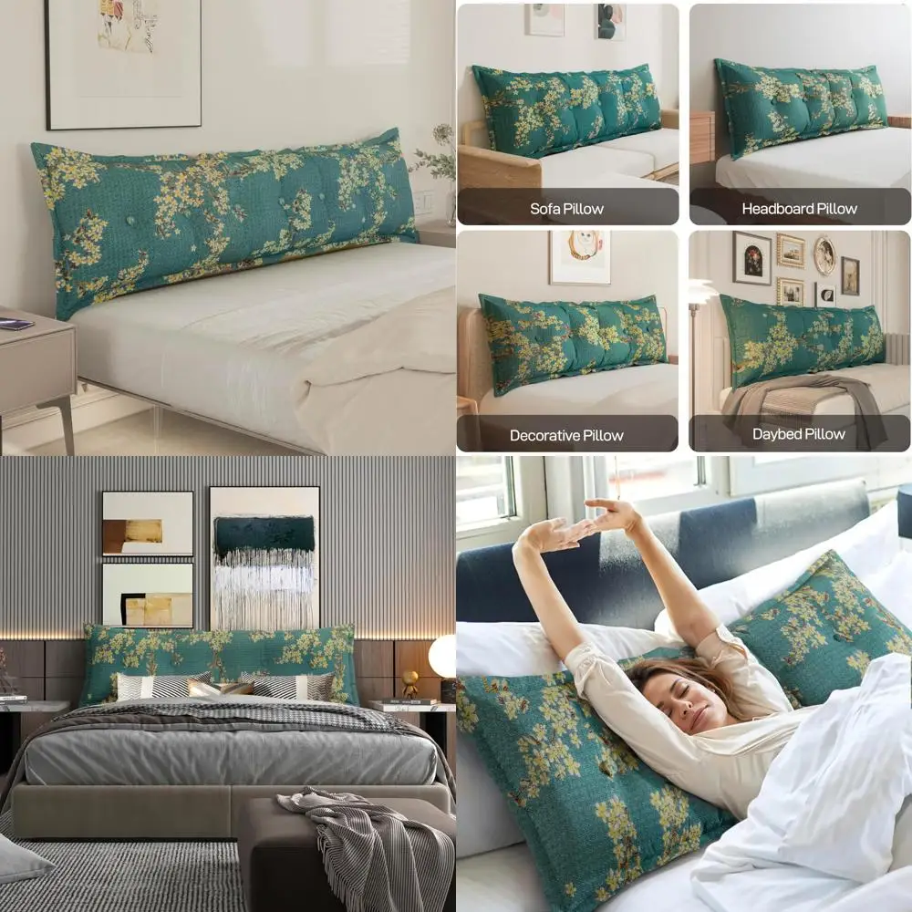 

Cotton Linen Headboard Pillow, Large Bolster Cushion for Daybed Sofa, Reading Support Pillow with Backrest Positioning