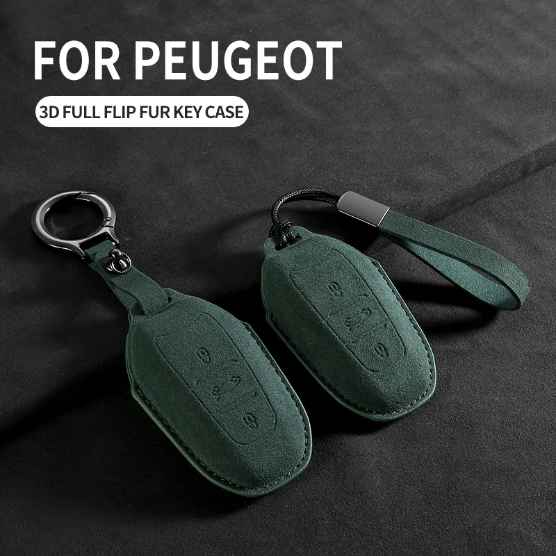 Car Key Case Cover Keyring For Peugeot 308 408 508 2008 3008 4008 5008 Car Keychain Fob Protected Suede Anti-scratch Accessories view 2