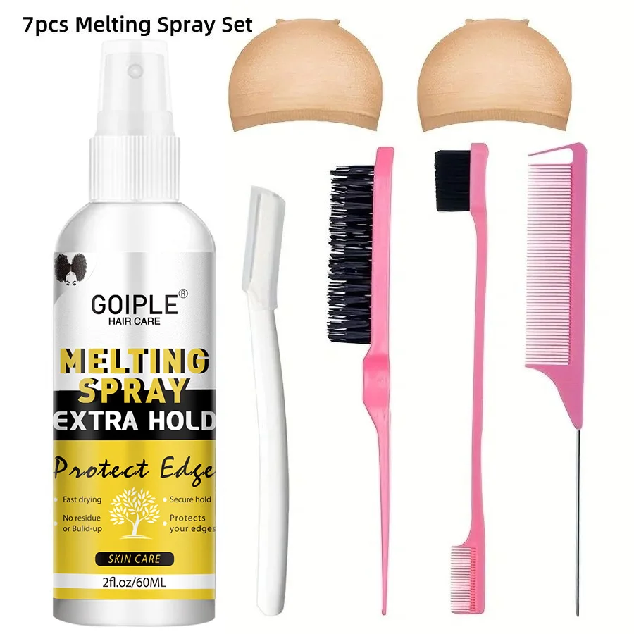 

GOIPLE Lace Wig Melting Spray Seamless Complete Wig Bonding Waterproof Invisible Lace Glue or Wig Cap Brush Headband Accessories