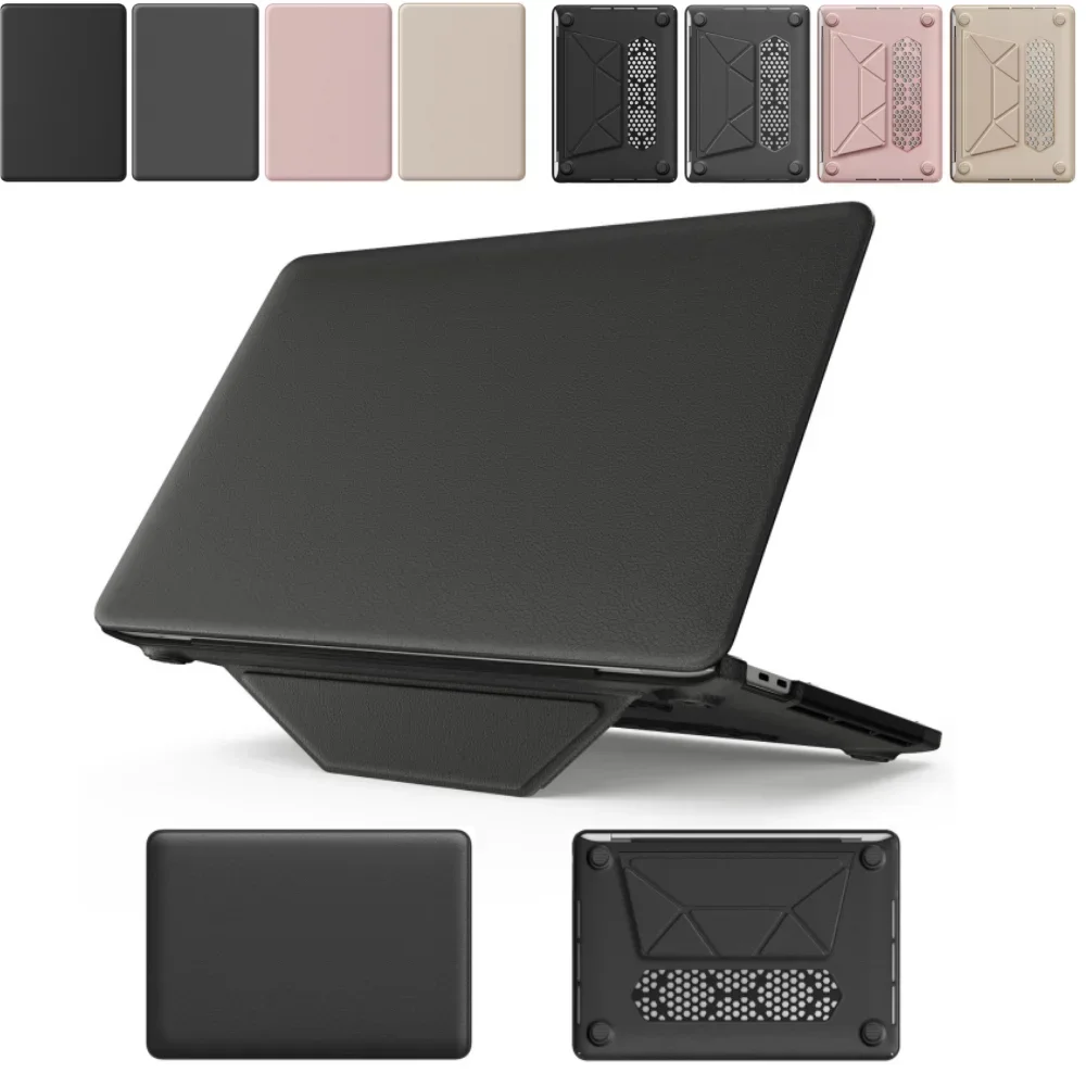 Stand Laptop for Mac Book Air 13 13.6 15 15.3 inch Pro 13  14  16 2023 2024 Case Premium Synthetic Leather Silky Touch Cover