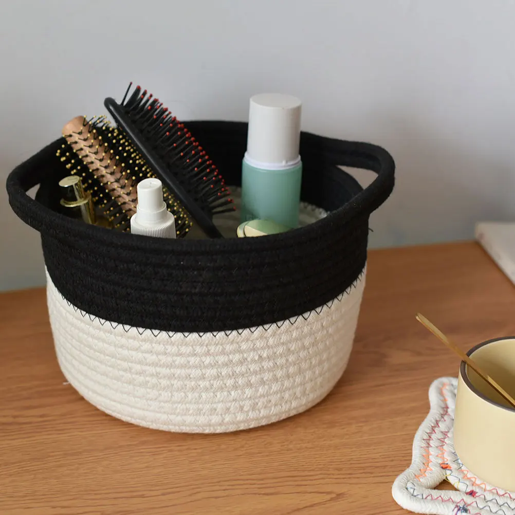 

Cotton Rope Basket Sundries Storage Organizer Hand-Made Cosmetics Holder Supple No Hard Edges Ideal for 's Room