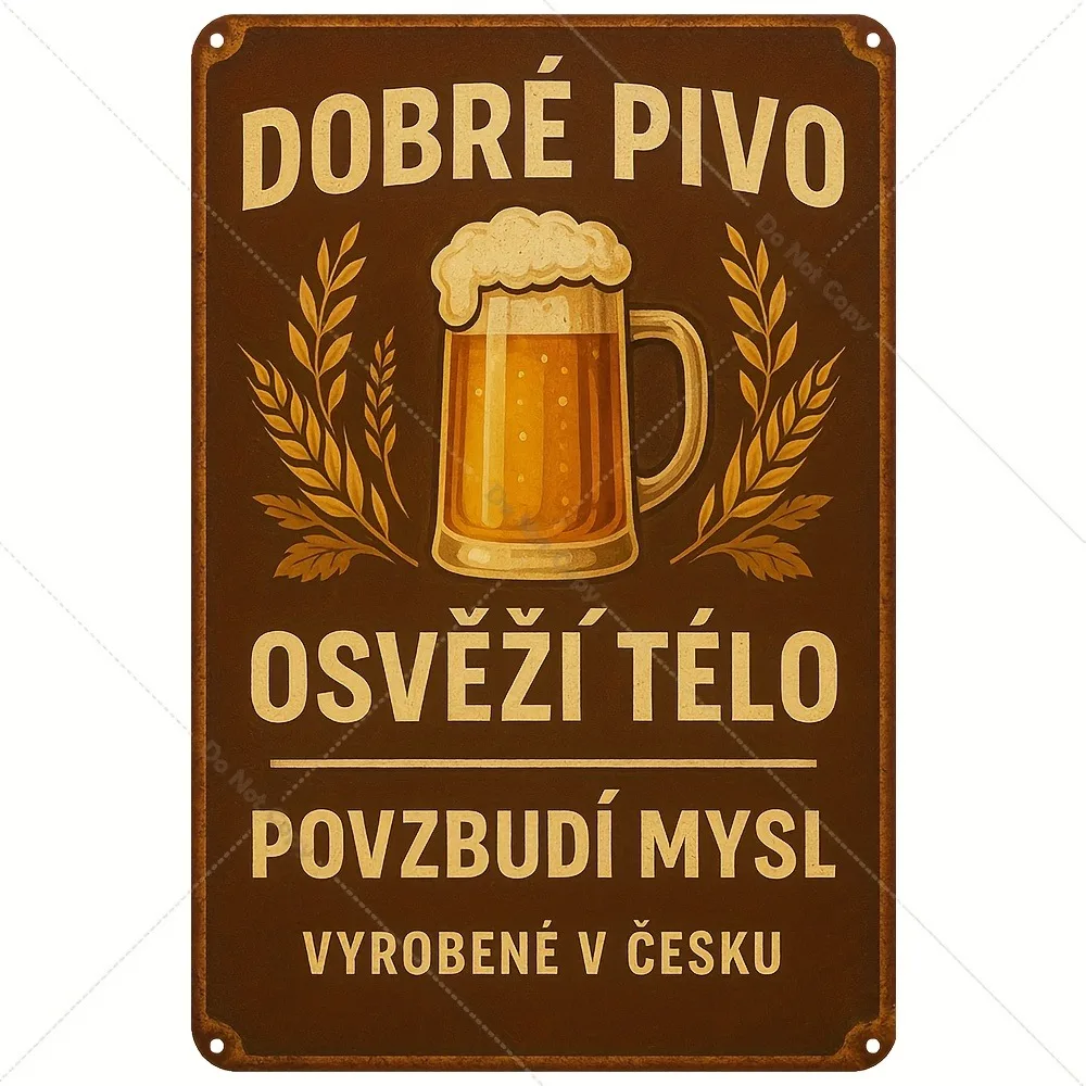 Vintage Czech Beer Metal Sign - Retro 