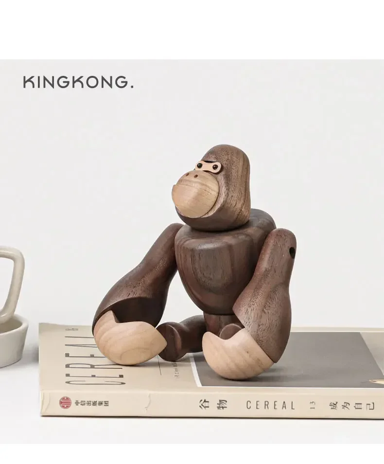 Figuras nórdicas de madera King Kong, figuritas de gorila, mono colgante, accesorios de decoración del hogar, adorno artesanal marrón, regalos para hombre