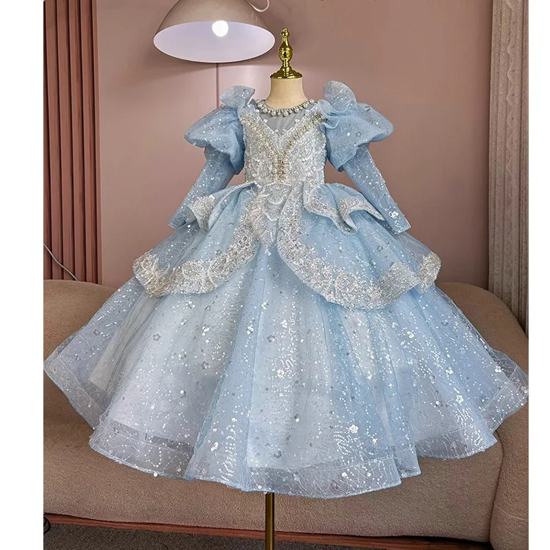 Children's Dress Light Luxury Niche French Princess Flower Girl Wedding Birthday Host Piano Watch Performance