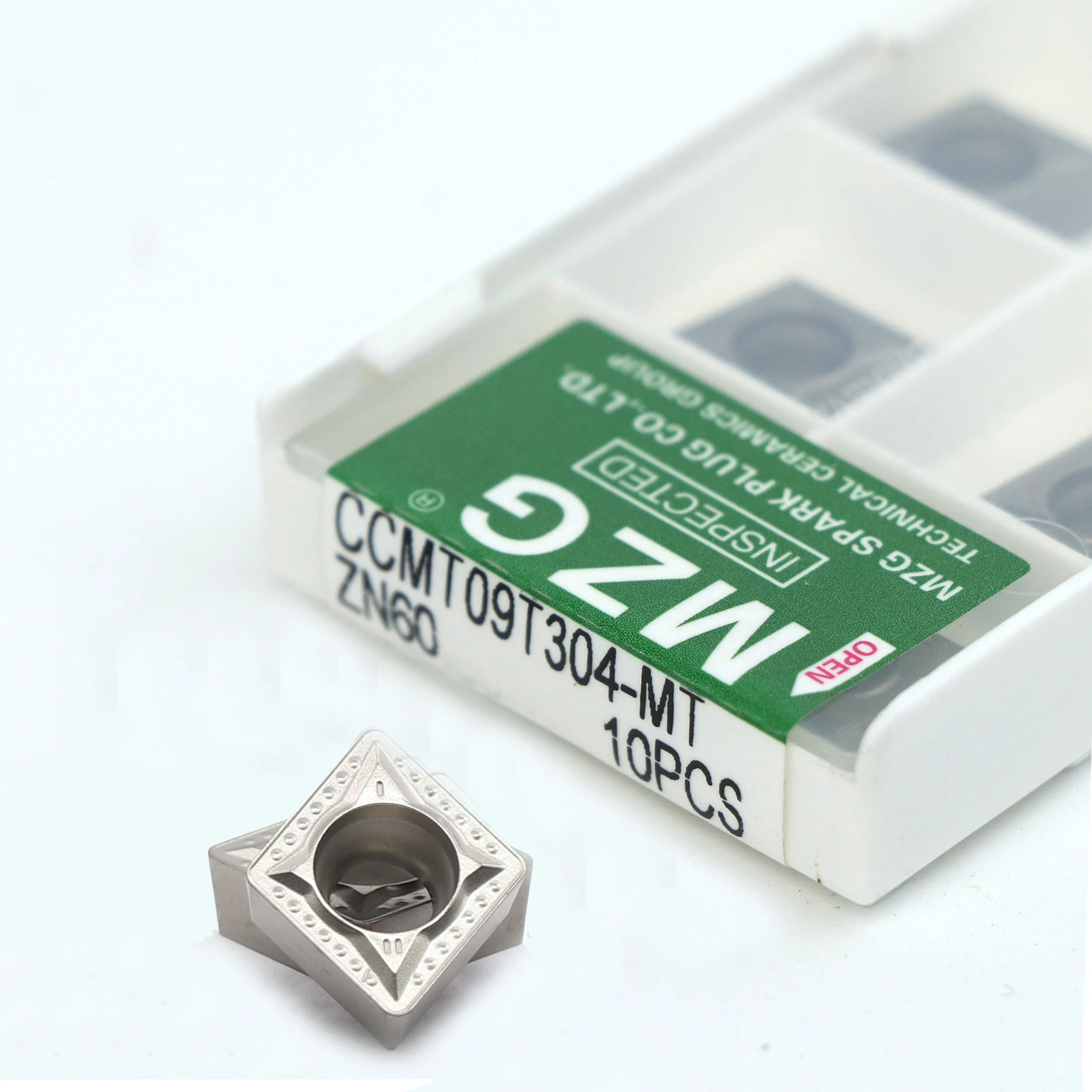MZG 10pcs CCMT CCMT09T304 CCMT09T308 CCMT060204 MT FG HQ ZN60 Turning Boring Cutter CNC Lathe for Steel Processing Cermet Insert