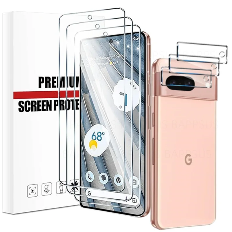 6in1 Tempered Glass For Google Pixel 8 8Pro 7 7A 6A Screen Protector Lens Camera Cover Film Pixel7 Pixel6A Pixel8 Premium Glass