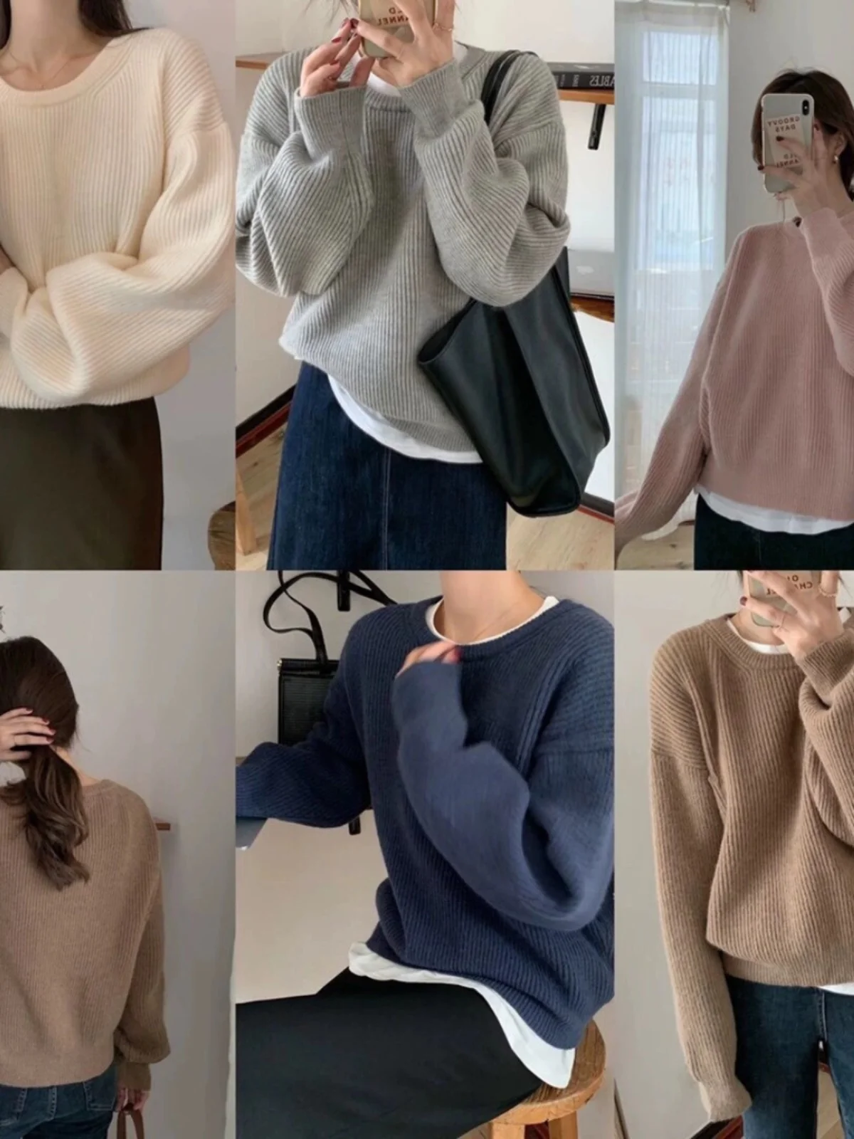 

Tice Thiened Design Sense round Ne Knitted Sweater with Bear Velvet Spring Model New Pure Color Hooded Knitwear