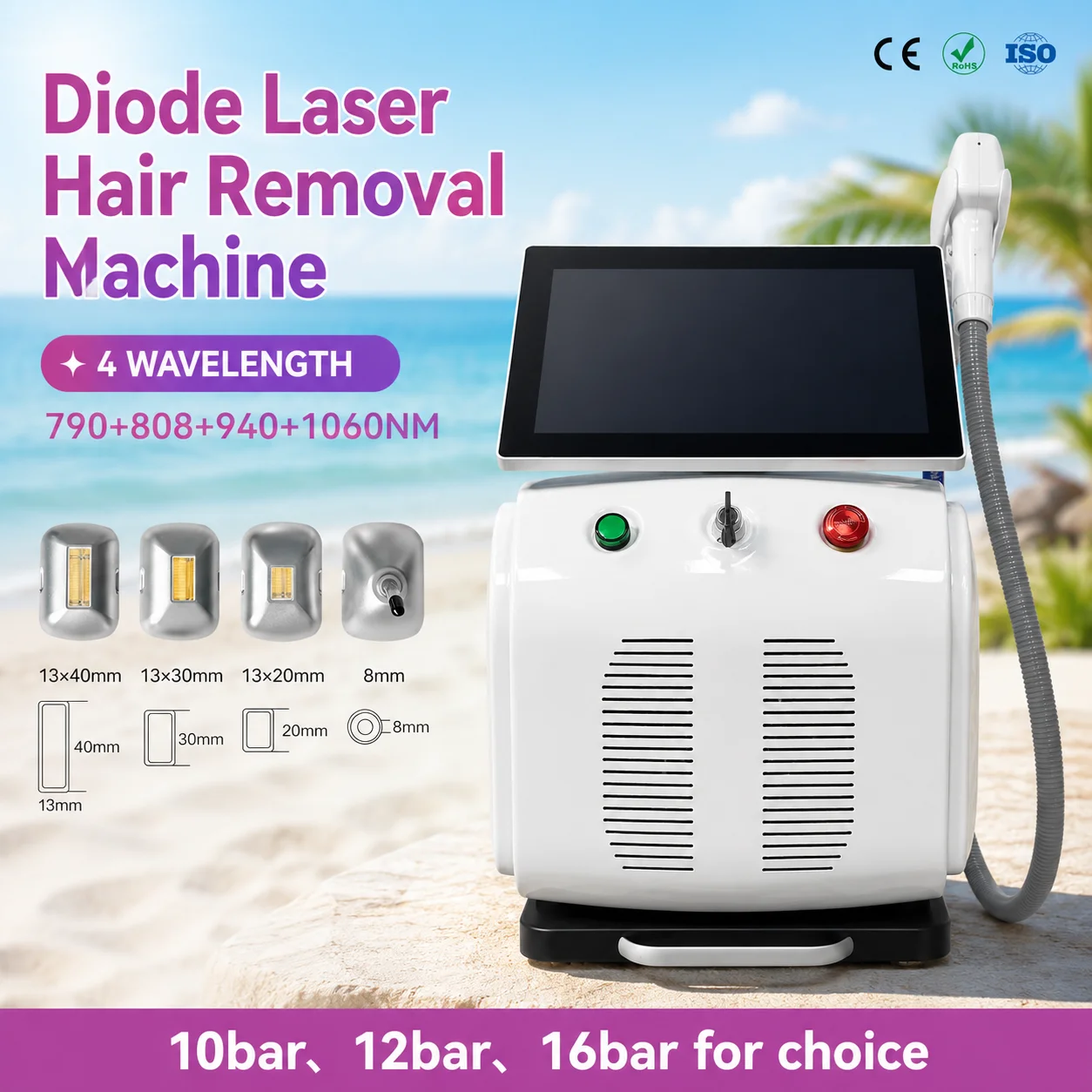 

Newest 16 Bar 4 Wavelengths Diode Laser Hair Removal Machine Ice Titanium 808Nm Permanent Diode Laser Hair Removal FOR SALON