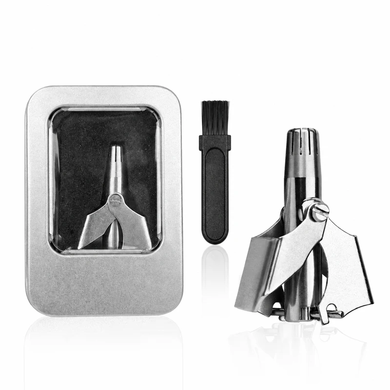 Nose Hair Trimmer Cleaner For Men Women Stainless Steel Manual Mechanical Shaving Razor Washable Hair Removal Tools With Brush