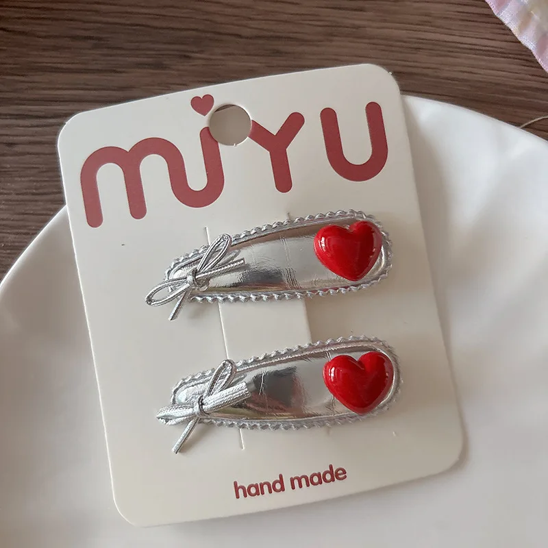 

Заколки для волос по бокам для малышей, корейские заколки с красной звездой, джинсовые и искусственная кожа, аксессуары для волос для девочек, милые нескользящие для школы