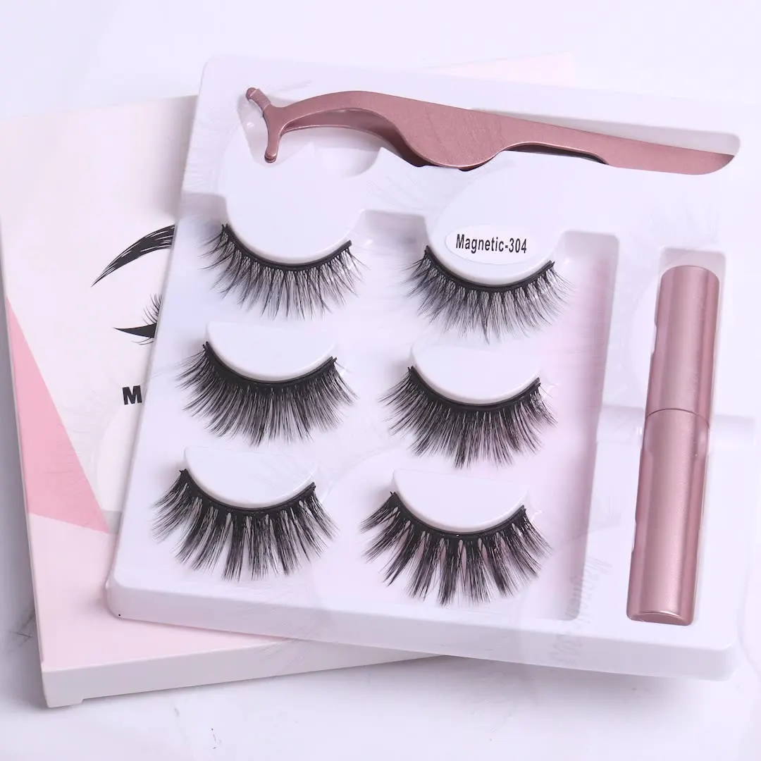 Magnetic eyelash eyeliner, the most natural looking magnetic eyelash kit application, the best 8D, 3D look, reused false eye eyelashes, glue, strong Waterproof Liquid Liner